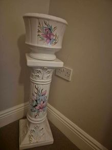 Vintage Italian Ceramic Pedestal & Planter Set