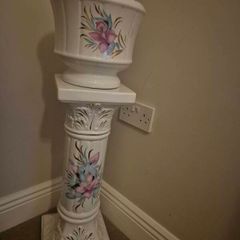 Vintage Italian Ceramic Pedestal & Planter Set