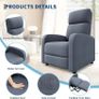 Recliner Armchair for Adults, Hand Push Fabric Recliner Armchair with Adjustable Leg Rest, High-Density Padding & Side Pocket - PU Leather Sofa Lounge Home Living Room Image 4