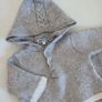 3m, Jacadi Paris Grey Baby Knit Hooded Set Image 2