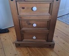 3 Drawer Pine Bedside Cabinet