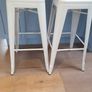 Beautiful pair stools  white enamel kitchen bar cafe industrial look Image 4