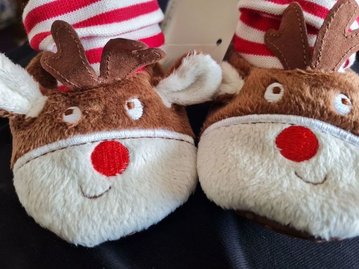 Baby Reindeer Booties. 3-6 Months. New