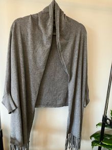 Grey Shawl with Fringe.