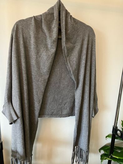 Grey Shawl with Fringe.