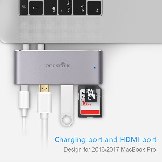 Rocketek Mini Dock Combo USB 3.0 Hub + HDMI 4K@30Hz & SD/TF Card Reader Aluminum Alloy (Brand New/Warranty)