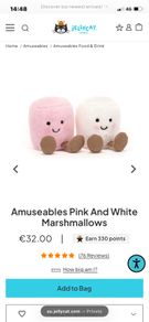 New JELLYCAT Amuseables Pink & White Marshmallows
