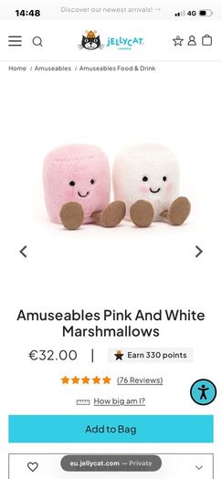 New JELLYCAT Amuseables Pink & White Marshmallows