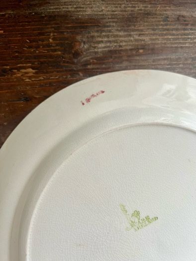 Antique Arklow pottery 1930s early green stamp spongeware plates