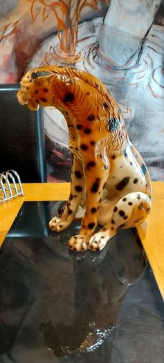 Vintage Ceramic 70's Leopard  Statue Ornament