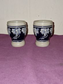 Matching pair of Zoller and Born German stoneware wine goblets