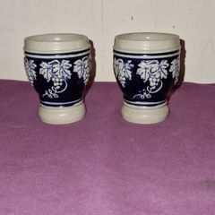 Matching pair of Zoller and Born German stoneware wine goblets
