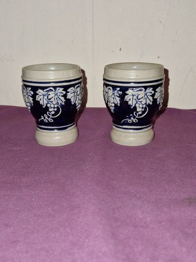 Matching pair of Zoller and Born German stoneware wine goblets