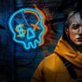 Dimmable Skull Neon Sign, Skull Neon Light Acrylic Plate Powered by USB with Switch, 28x25cm Skeleton LED Blue Wall Signs Art for Kid Bedroom Teen Boys Living Room Bar Party Decoration (FREE POSTAGE) Image 4