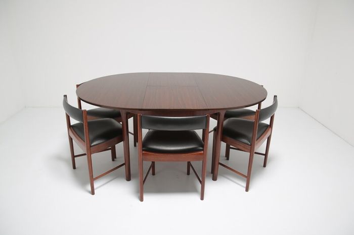 Vintage Rosewood Dining Table & 6 Dining Chairs Set by Tom Robertson for McIntosh, 1960s