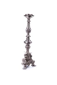 Large Chrome Baroque Design Candelabra.