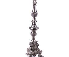 Large Chrome Baroque Design Candelabra.
