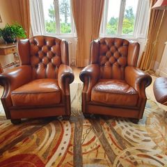 Leather Armchair Pair
