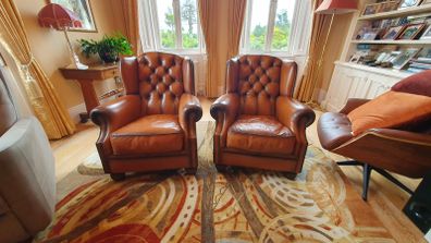 Leather Armchair Pair
