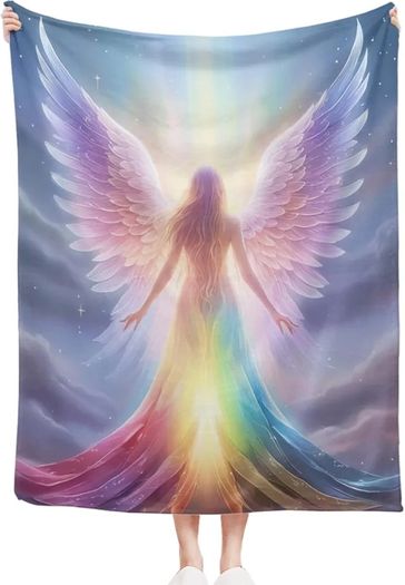Soft Fleece Throw Blanket - 60x80 Inch Flannel Thick Fluffy Throw Blanket for Sofa Bed Couch or Chair, All Seasons Cozy Warm & Lightweight Blanket for Girls Kids Adults, Angel Pattern