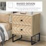 Bedside Table, Modern Nightstand with 2 Drawers, Zig Zag Design, Bedroom Night Table, Natural Image 5