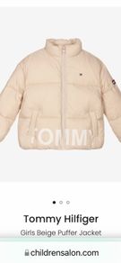 Tommy Hilfiger beige puffa jacket worn once! Like new! Age 16