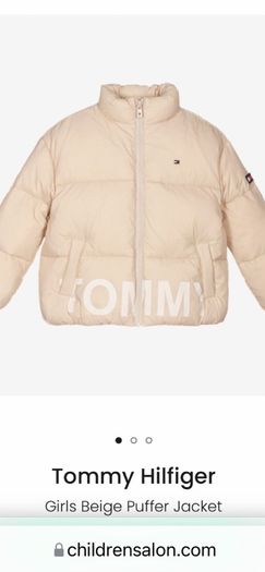 Tommy Hilfiger beige puffa jacket worn once! Like new! Age 16