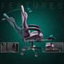 Gaming Chair with Footrest & Lumbar Support,Reclining Swivel Chair,Ergonomic Gaming Chair for Adults, High-Back Racing Style,Adjustable Height with Headrest Pillow Image 6