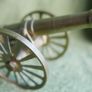 Vintage Brass Cannon with  barrel and brass wheels - Military History - 8" Image 3