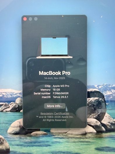 Macbook Pro - M3 Pro Chip - 18GB Ram - 512GB SSD