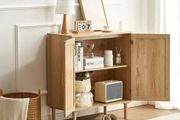 Cabinet, Rattan Storage Cabinet with 2 Magnetic Doors and Adjustable Shelves, Sideboard Buffet Cabinet for Hallway, Entryway, Living Room, or Kitchen, Natural