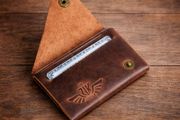 Unisex Premium Genuine Leather Envelope Wallet Vintage Handcrafted Card Holder Pouch with Button Closure