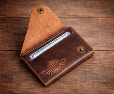 Unisex Premium Genuine Leather Envelope Wallet Vintage Handcrafted Card Holder Pouch with Button Closure