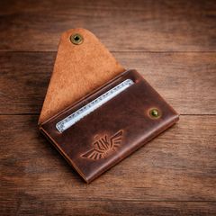 Unisex Premium Genuine Leather Envelope Wallet Vintage Handcrafted Card Holder Pouch with Button Closure