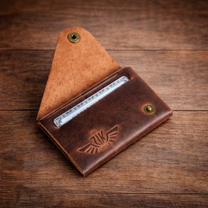 Unisex Premium Genuine Leather Envelope Wallet Vintage Handcrafted Card Holder Pouch with Button Closure