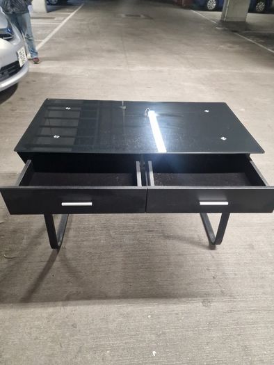 Black glass table