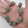 Antique Venetian Style Green Chevron Glass Beads Necklace Image 4