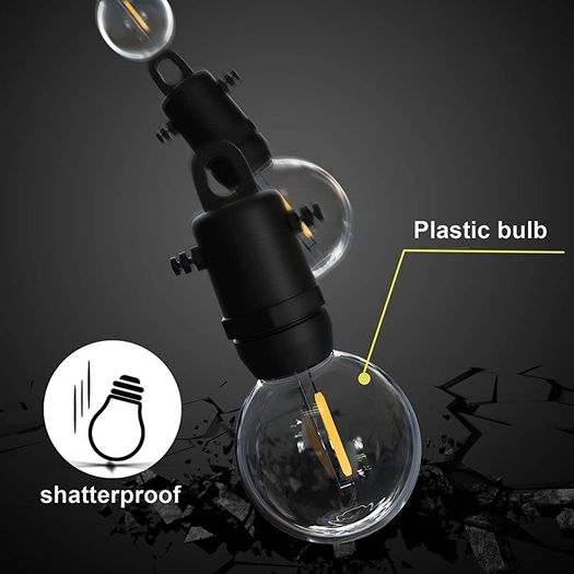 37FT Led Outdoor Garden String Lights, Waterproof Safety Voltage Festoon Lights with 15 pcs Shatterproof LED Globe Bulb Lights for Christmas Wedding Party Backyard Patio Cafe (FREE SHIPPING)