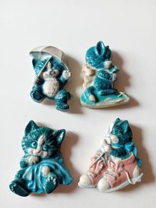 4 x 1960s cat magnets