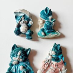 4 x 1960s cat magnets