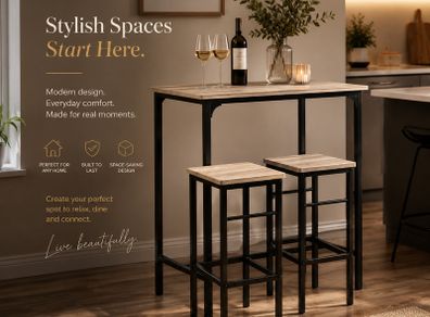 Bar table with 2 stools
