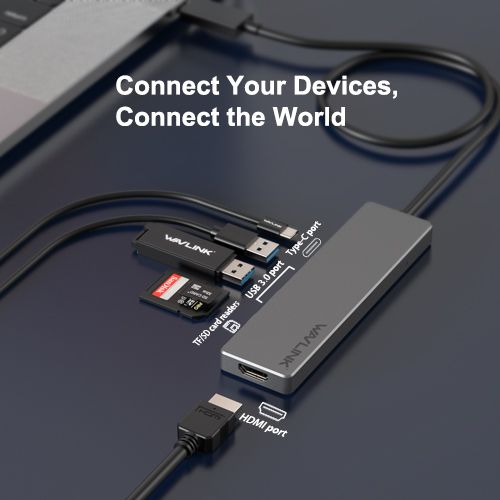 Wavlink USB-C Travel Universal Mini Dock USB Hub & HDMI UHD/4K@30Hz & TF/SD Card Reader & PD Power Adapter (UHP3407) (Brand New/Warranty)