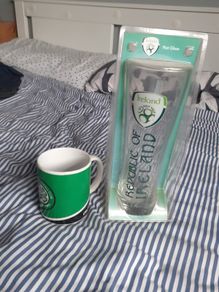 Ireland pint glass and Celtic mug