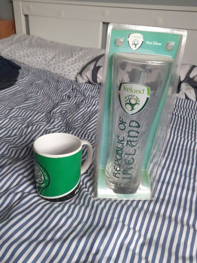 Ireland pint glass and Celtic mug