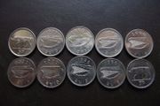 10 Irish 5 pence coins (1993-2000). Nice Condition!