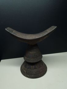 Antique Carved Wooden African Tribal Headrest / Decorative Ethnic Art