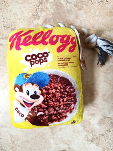 Set of Three Squeaky Dog Pet Toys - Kellog's Coco Pops + Rice Crispies + Corn Flakes - Cereal Boxes NEW
