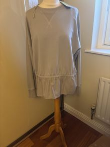 Carolyn Donnelly - The Edit Grey Cotton Hem Sweat Top - Brand New - Size M