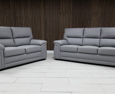 3+2 Bromley Gretal Leather & Fabric Sofa Set