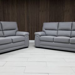 3+2 Bromley Gretal Leather & Fabric Sofa Set